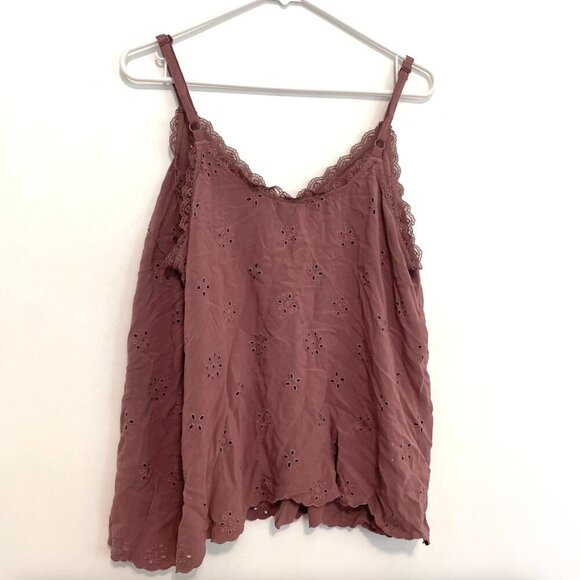 TORRID 1 Plus Size Sophie Eyelet Swing Cami Mauve Pink Lace Trim Summer Tank Top - Picture 11 of 16